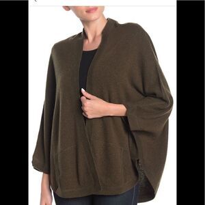 🔥Premise Women’s 100% cashmere top stitch open front cashmere cape size M, NWT